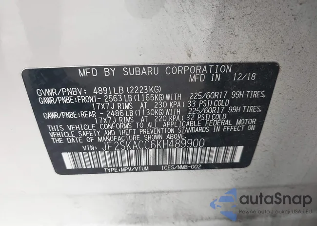 JF2SKACC6KH489900: 42791754