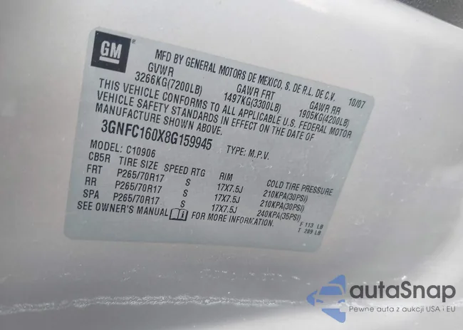 3GNFC160X8G159945: 42791769