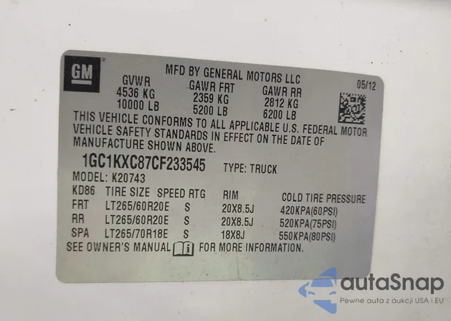 1GC1KXC87CF233545: 42791821