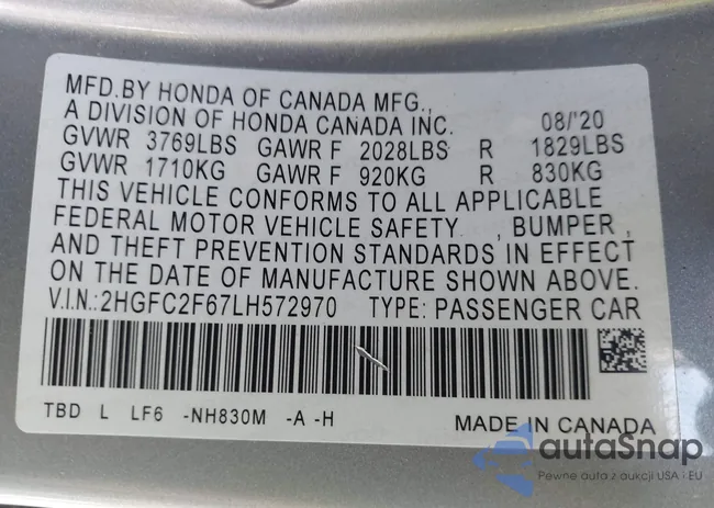 2HGFC2F67LH572970: 42793314