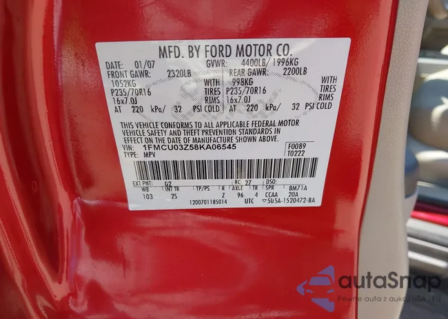 1FMCU03Z58KA06545: 42793333