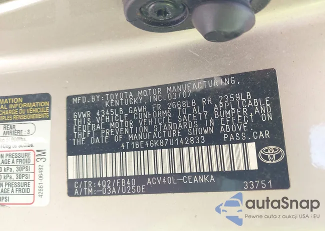 4T1BE46K87U142833: 42793487