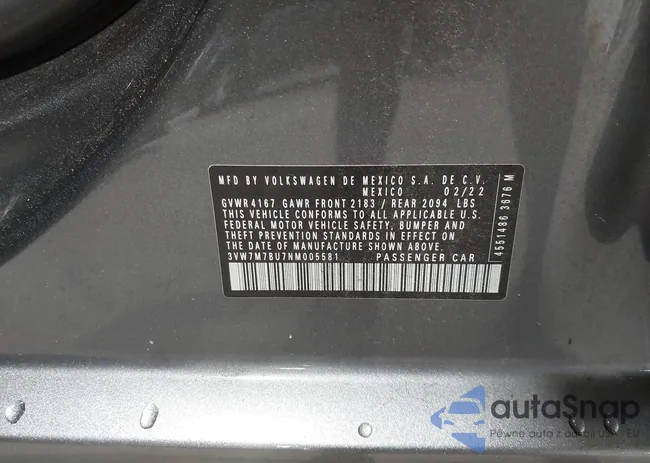 3VW7M7BU7NM005581: 42792669