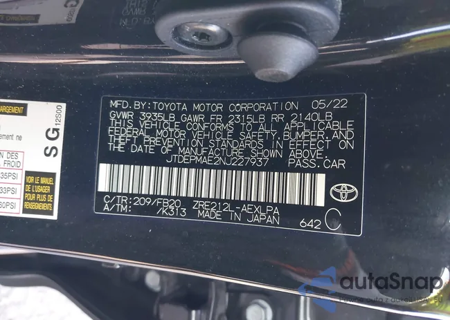 JTDEPMAE2NJ227937: 42792708