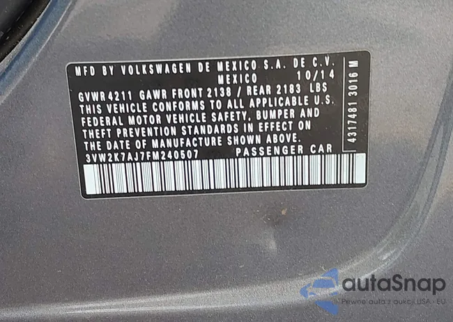 3VW2K7AJ7FM240507: 42792755