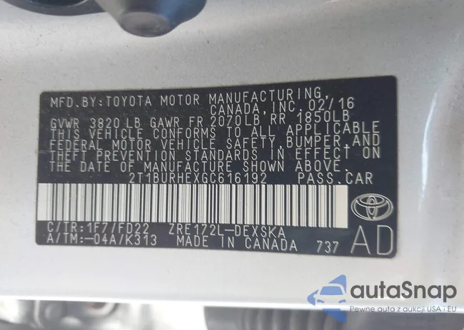 2T1BURHEXGC616192: 42792784