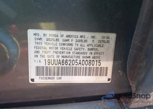 19UUA66205A008015: 42792813