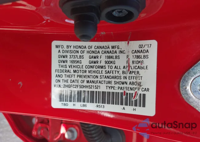 2HGFC2F50HH521521: 42792881