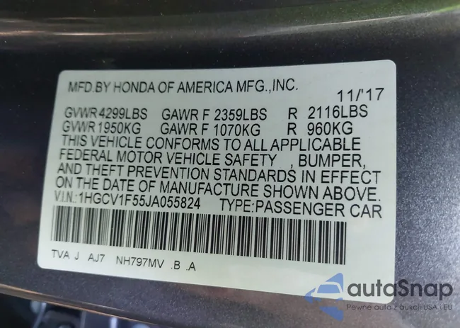 1HGCV1F55JA055824: 42792899