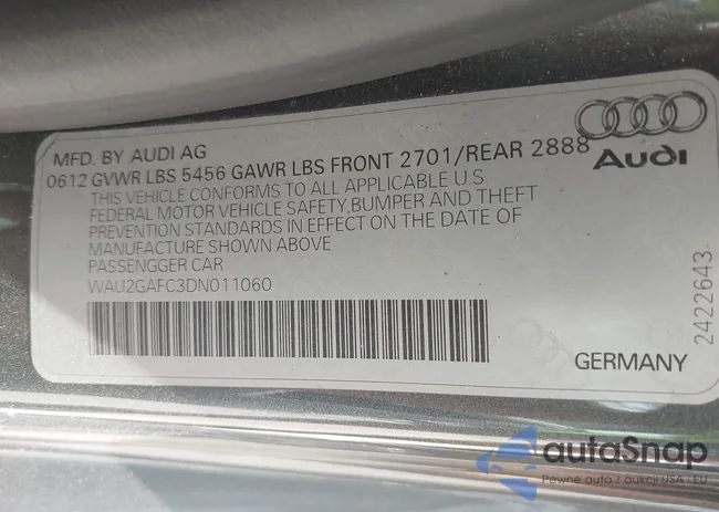 WAU2GAFC3DN011060: 42792939