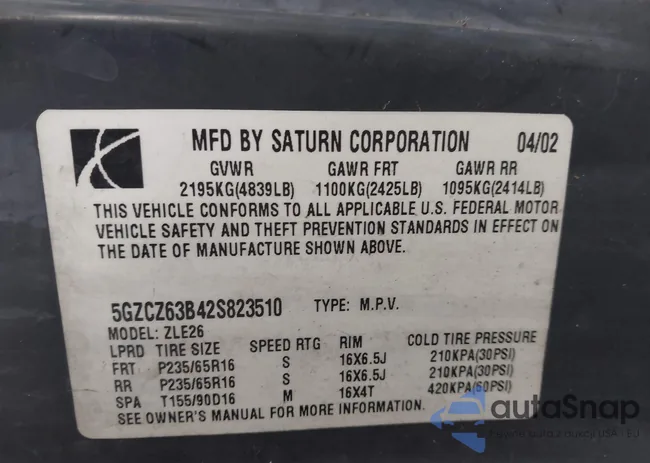 5GZCZ63B42S823510: 42794001