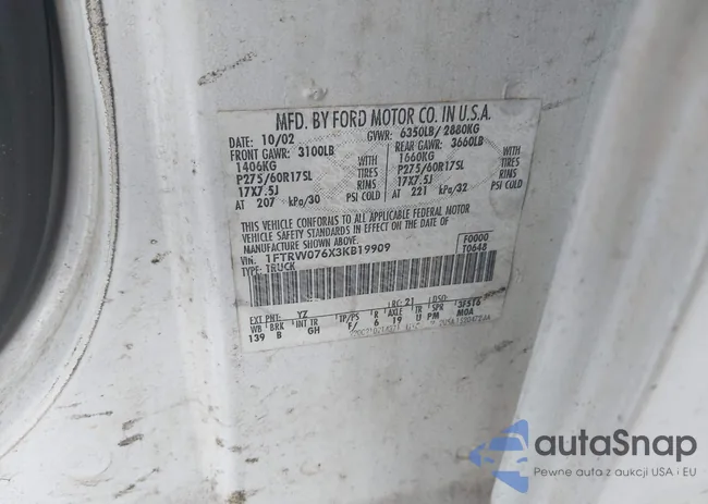 1FTRW076X3KB19909: 42794036