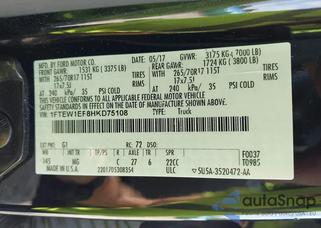 1FTEW1EF8HKD75108: 42794159