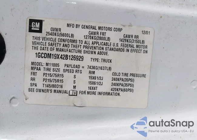 1GCDM19X42B126929: 42794288