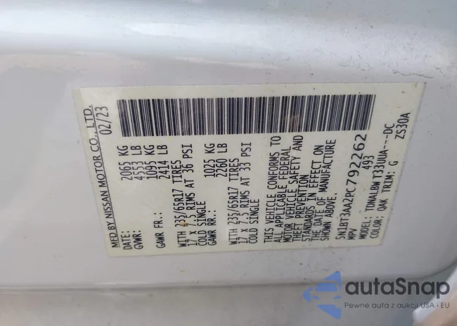 5N1BT3AA2PC792262: 42794337