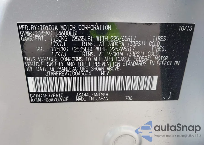 JTMRFREV7DD043604: 42794370