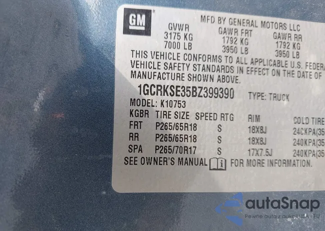 1GCRKSE35BZ399390: 42794374