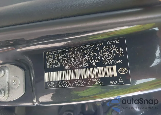 JTDBT923X84040148: 42794399