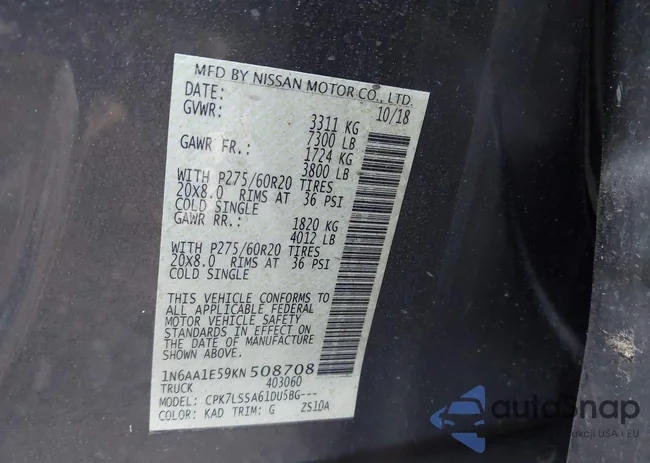 1N6AA1E59KN508708: 42793678