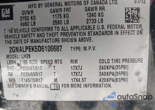 2GNALPEK5D6106687: 42793909