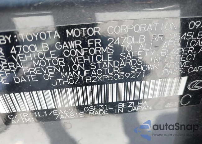 JTHGZ1B2XP5059271: 42795059