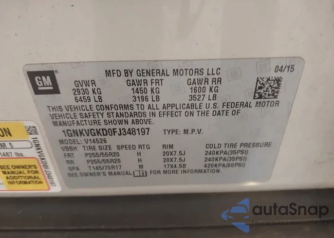 1GNKVGKD0FJ348197: 42795197