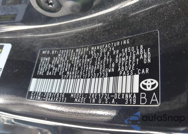 5YFBURHE1FP207738: 42795501