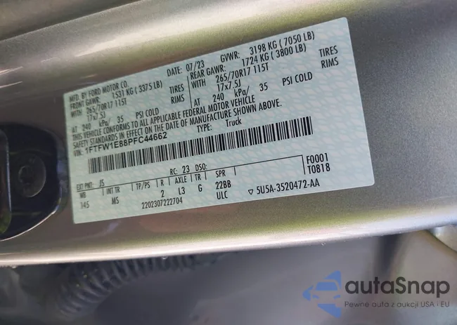 1FTFW1E88PFC44662: 42794622