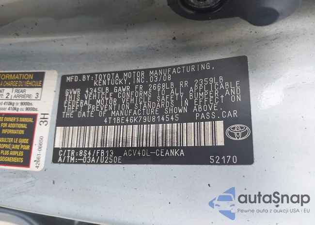 4T1BE46K79U814545: 42796044