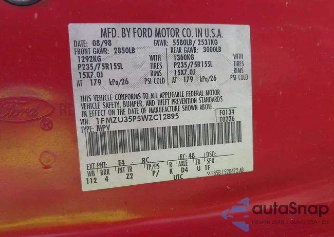 1FMZU35P5WZC12895: 42796305