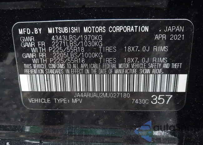 JA4ARUAU2MU027180: 42795957