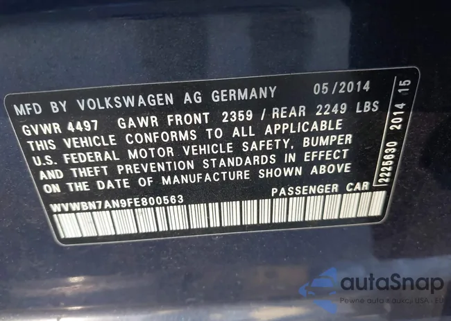 WVWBN7AN9FE800563: 42797333