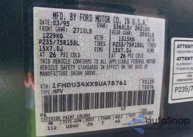 1FMDU34XXSUA78761: 42797358