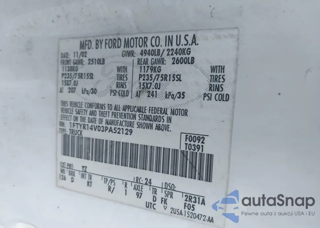 1FTYR14V03PA52129: 42797380