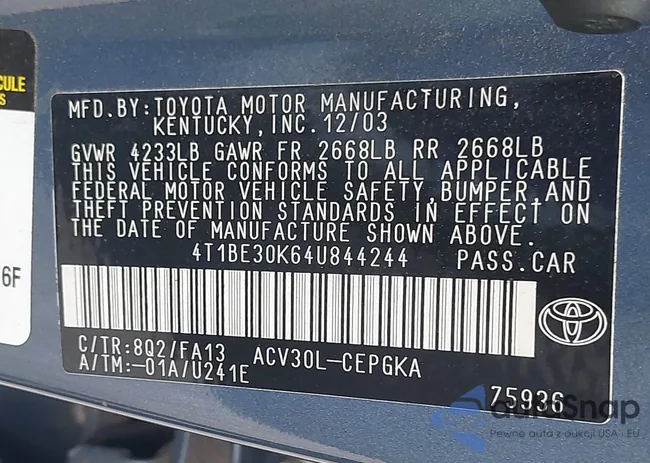 4T1BE30K64U844244: 42797393