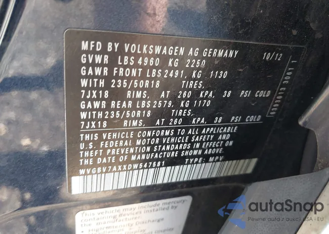 WVGBV7AXXDW547581: 42797480