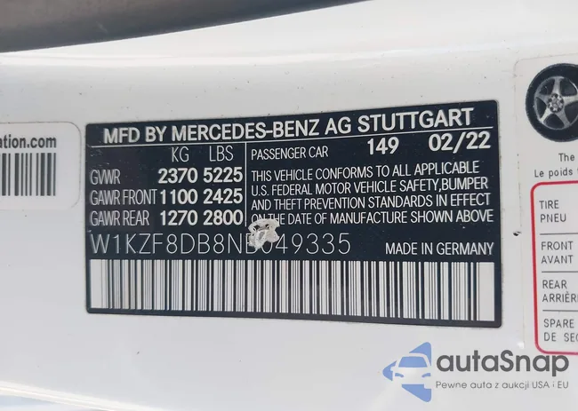 W1KZF8DB8NB049335: 42796570