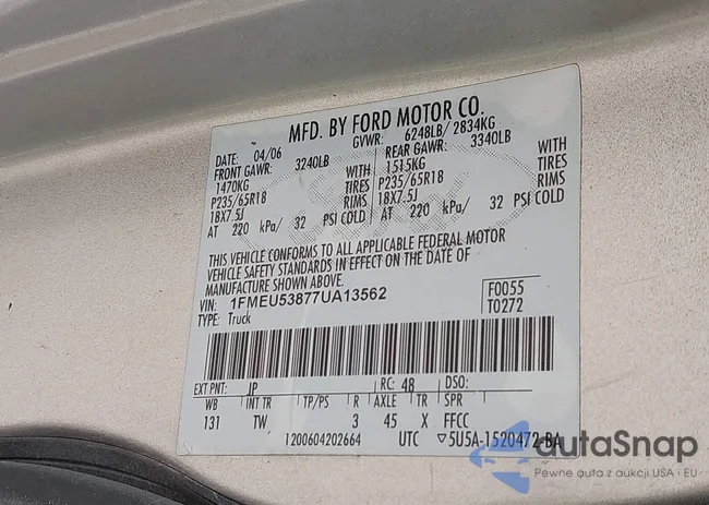 1FMEU53877UA13562: 42796600