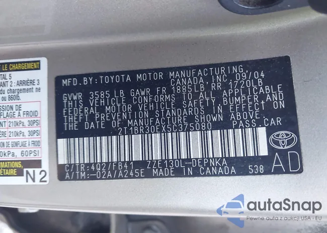 2T1BR30EX5C375080: 42796774