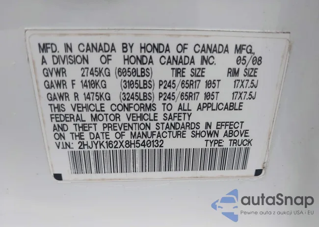 2HJYK162X8H540132: 42796783