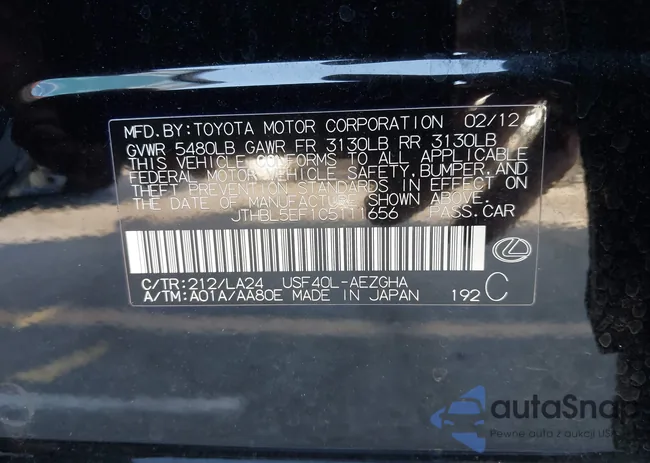 JTHBL5EF1C5111656: 42796793