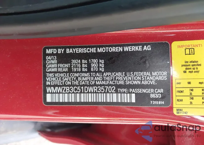 WMWZB3C51DWR35702: 42796828