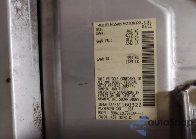 1N4AL2AP5BC160322: 42796895