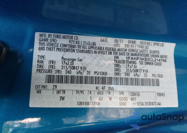 1FAHP3H23CL214768: 42798048