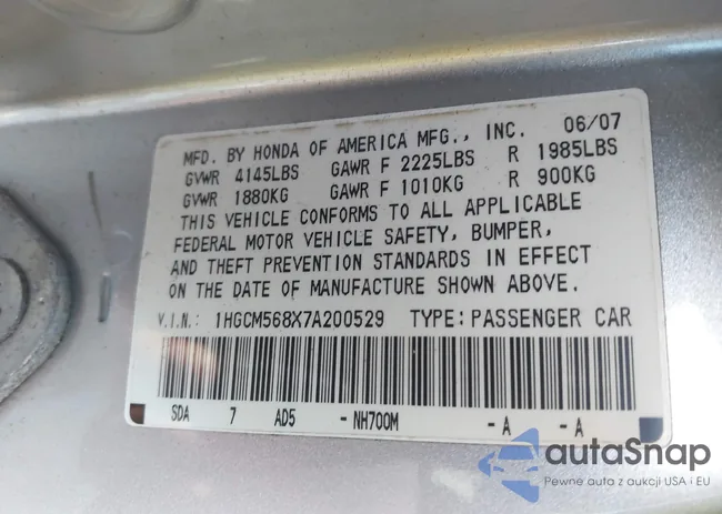 1HGCM568X7A200529: 42798131