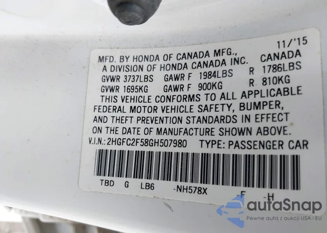 2HGFC2F58GH507980: 42798188