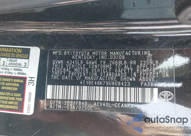 4T1BE46K79U808423: 42798210