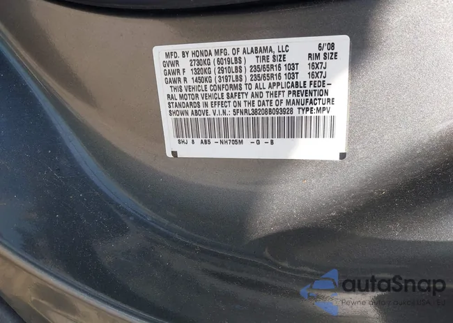 5FNRL38208B093928: 42798285