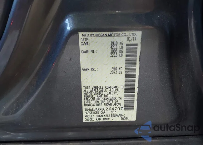 1N4AL3APXEC264797: 42798301