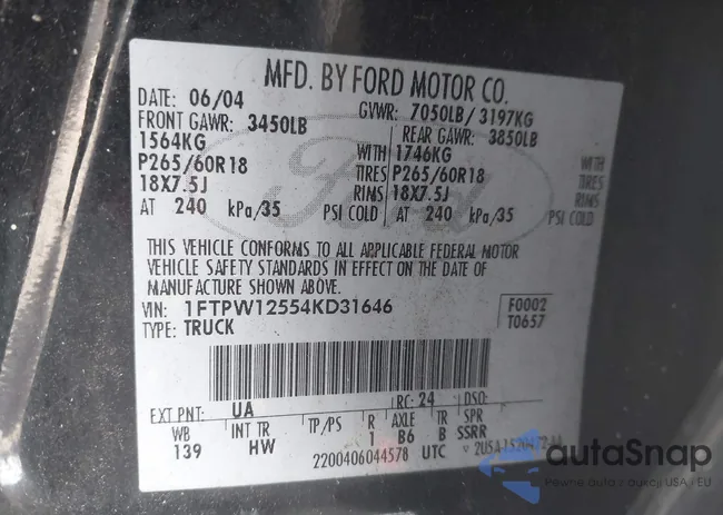 1FTPW12554KD31646: 42798307